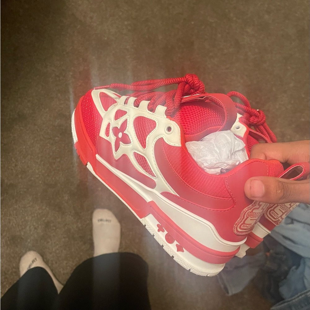 Louis Vuitton Red and White Sneakers - Picture 2 of 6